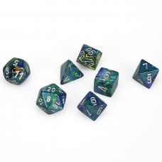 Dice 7-set Forest Green Silver
